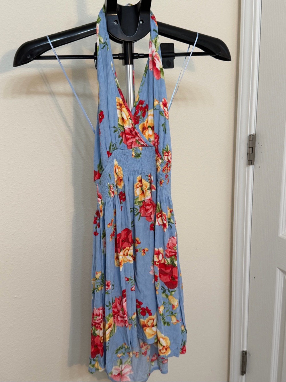 Women’s Floral Halter Sundress in Light Blue